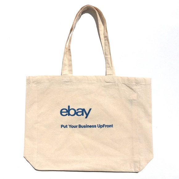 eBay Logo Tote Bag Canvas Carry Natural Beige "eBay Put Your Business Upfront" - Picture 1 of 2